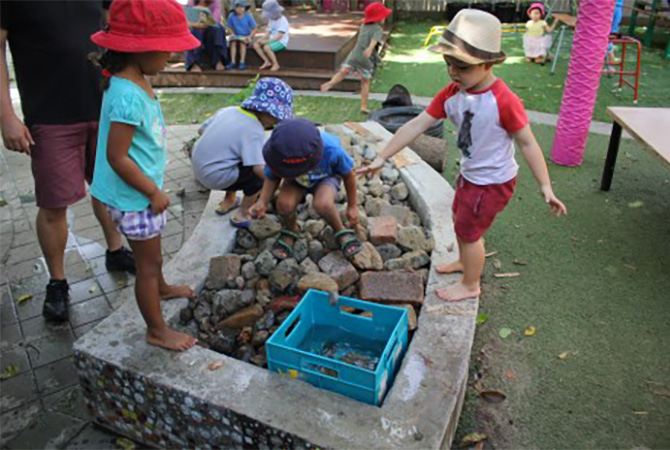 Kindy - Water feature - with rocks